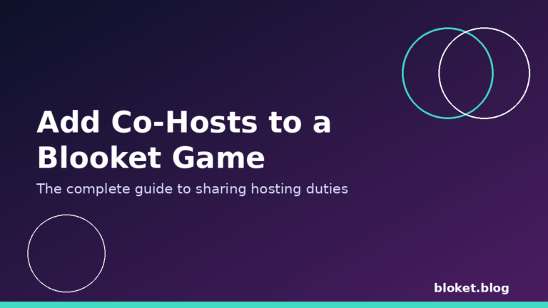 Add co-hosts to a Blooket game shown with two overlapping host circles