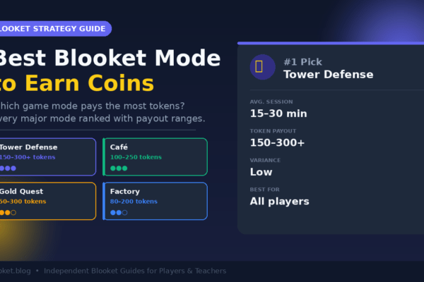 Best Blooket mode to earn coins, comparison chart of Tower Defense, Café, Gold Quest and Factory token payouts