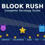 Blooket Blook Rush guide showing colorful cartoon blooks and gold coins on a dark teal background