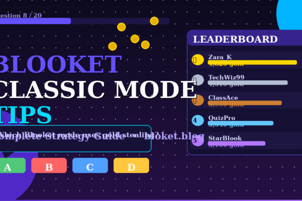 Blooket Classic Mode Tips - leaderboard, question screen, and answer buttons strategy guide