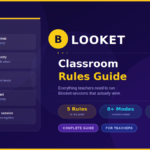 Blooket Classroom Rules Guide showing 5 key rules for teachers