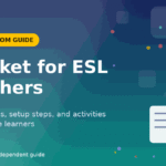 Blooket for ESL teachers banner showing classroom guide title and book icon