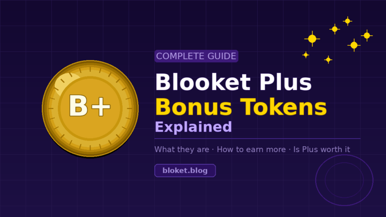 Blooket Plus bonus tokens explained — gold coin icon with title text on dark purple background