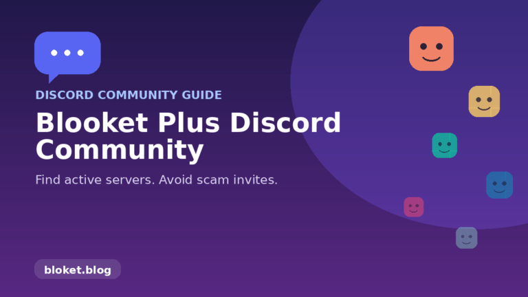 Blooket Plus Discord community guide banner with chat bubble and colorful player avatar icons