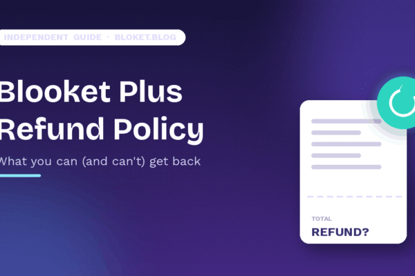 Blooket Plus refund policy illustration showing a receipt with a refund icon