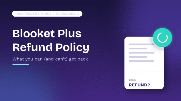 Blooket Plus refund policy illustration showing a receipt with a refund icon