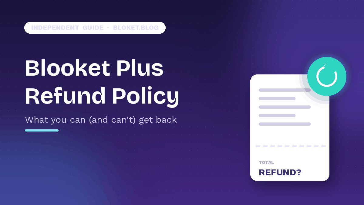 Blooket Plus refund policy illustration showing a receipt with a refund icon