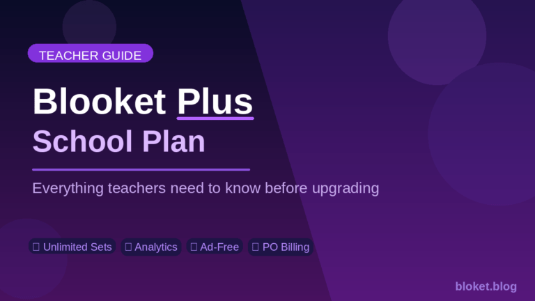 Blooket Plus school plan features overview for teachers and school administrators managing classroom subscriptions