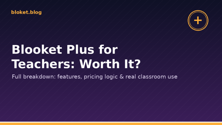 Blooket Plus for teachers comparison graphic with upgrade badge