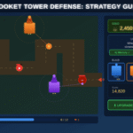 Blooket Tower Defense strategy guide showing tower placement, enemy path, and gold management UI