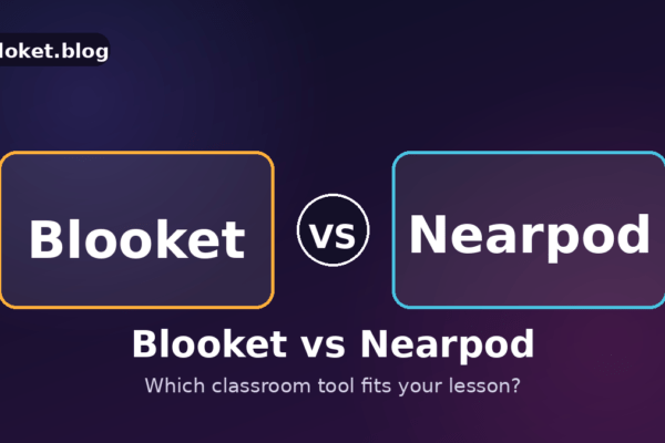 Blooket vs Nearpod comparison graphic showing both platform names side by side