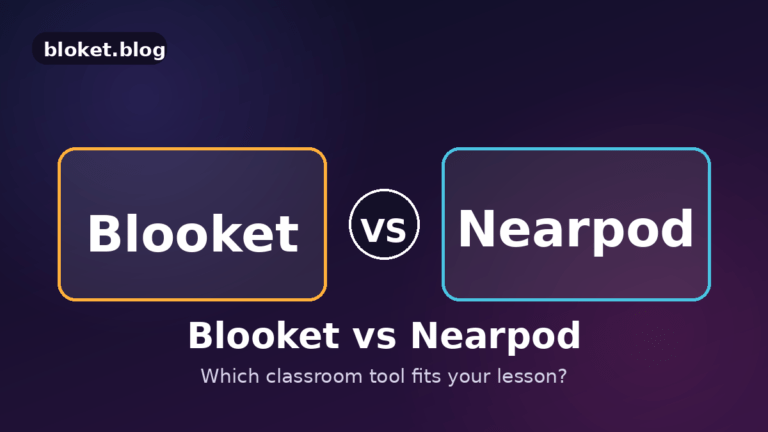 Blooket vs Nearpod comparison graphic showing both platform names side by side