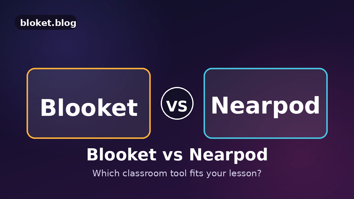 Blooket vs Nearpod comparison graphic showing both platform names side by side