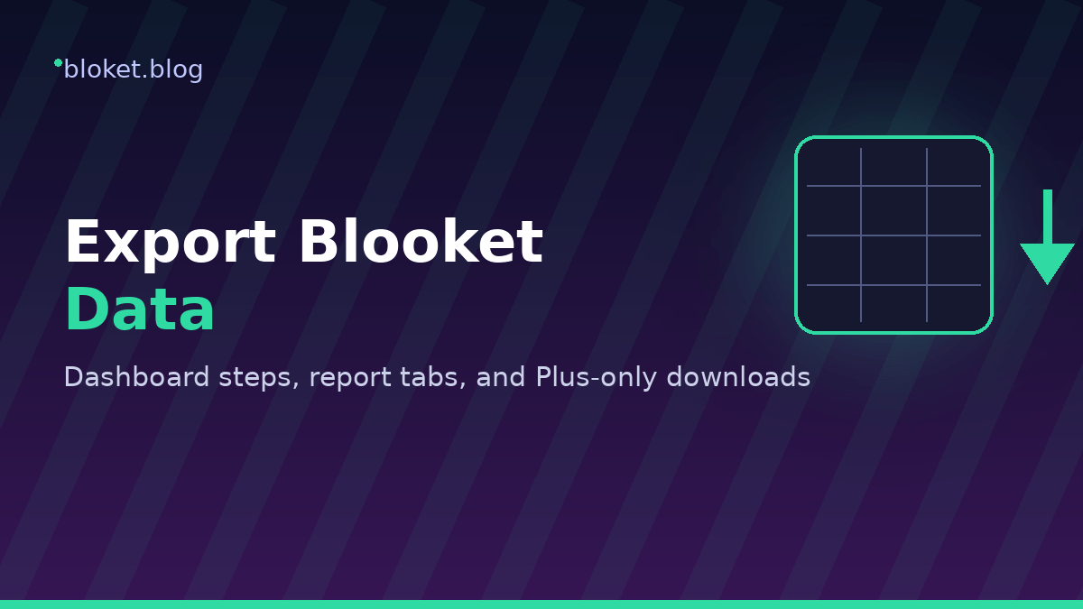Export Blooket data dashboard screen with download arrow and spreadsheet icon