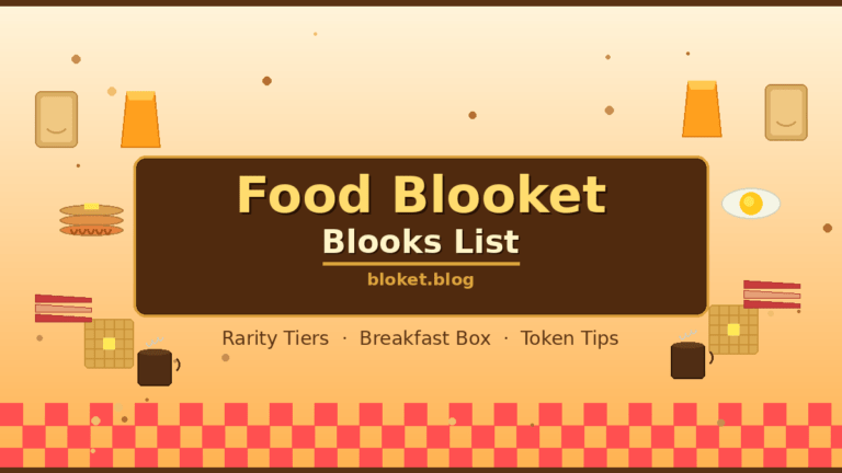 Food Blooket blooks list showing breakfast food characters by rarity tier