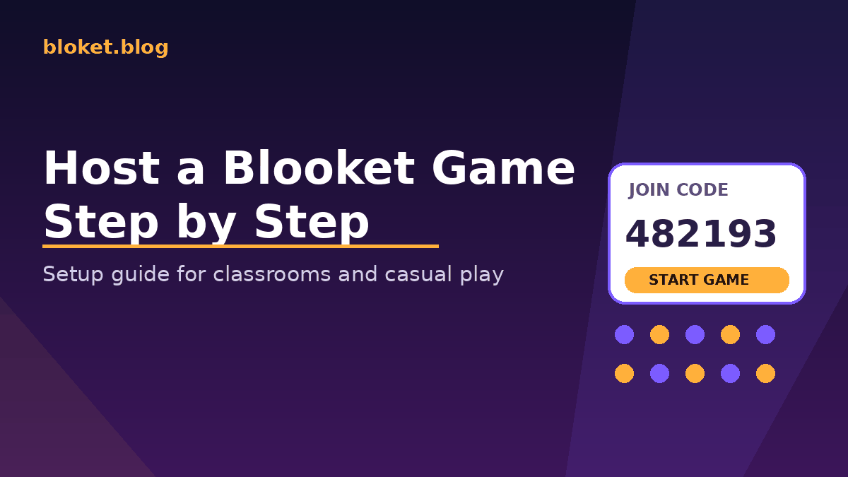 Host a Blooket game step by step guide showing join code lobby screen
