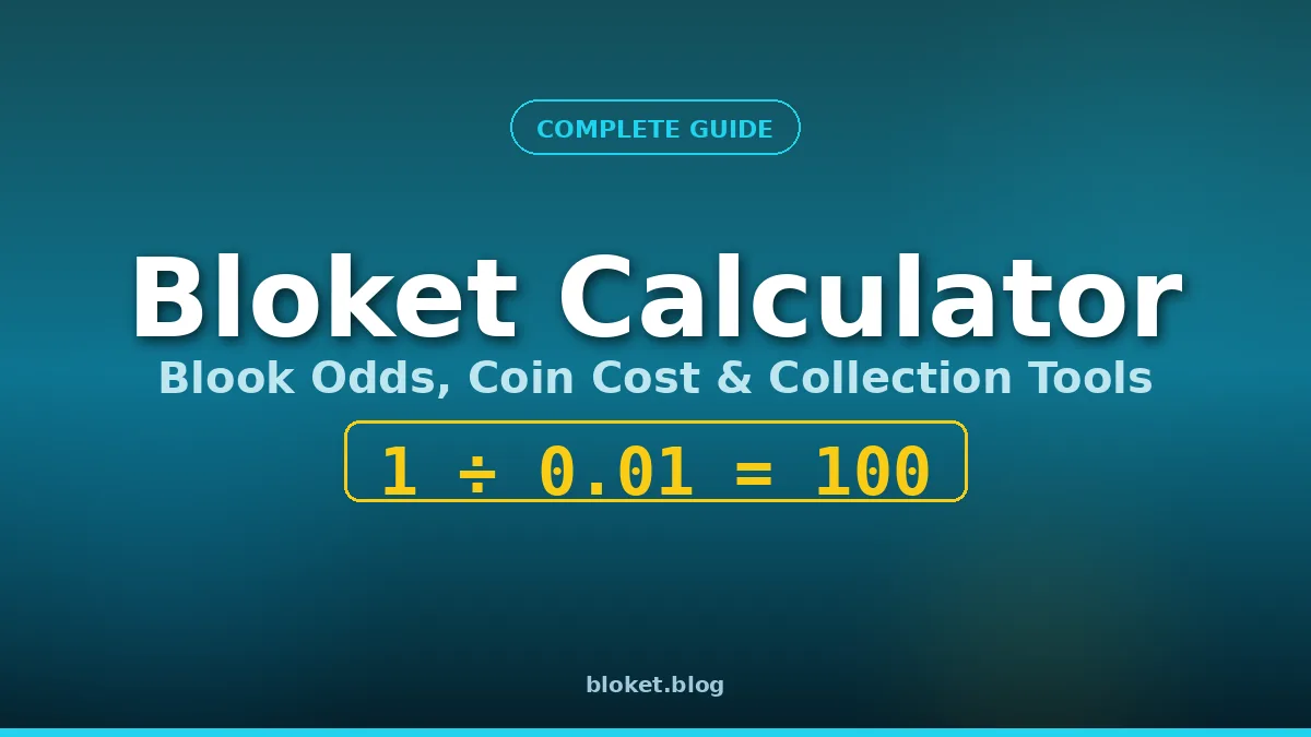 Bloket calculator guide cover graphic showing blook odds and coin cost calculations for Blooket