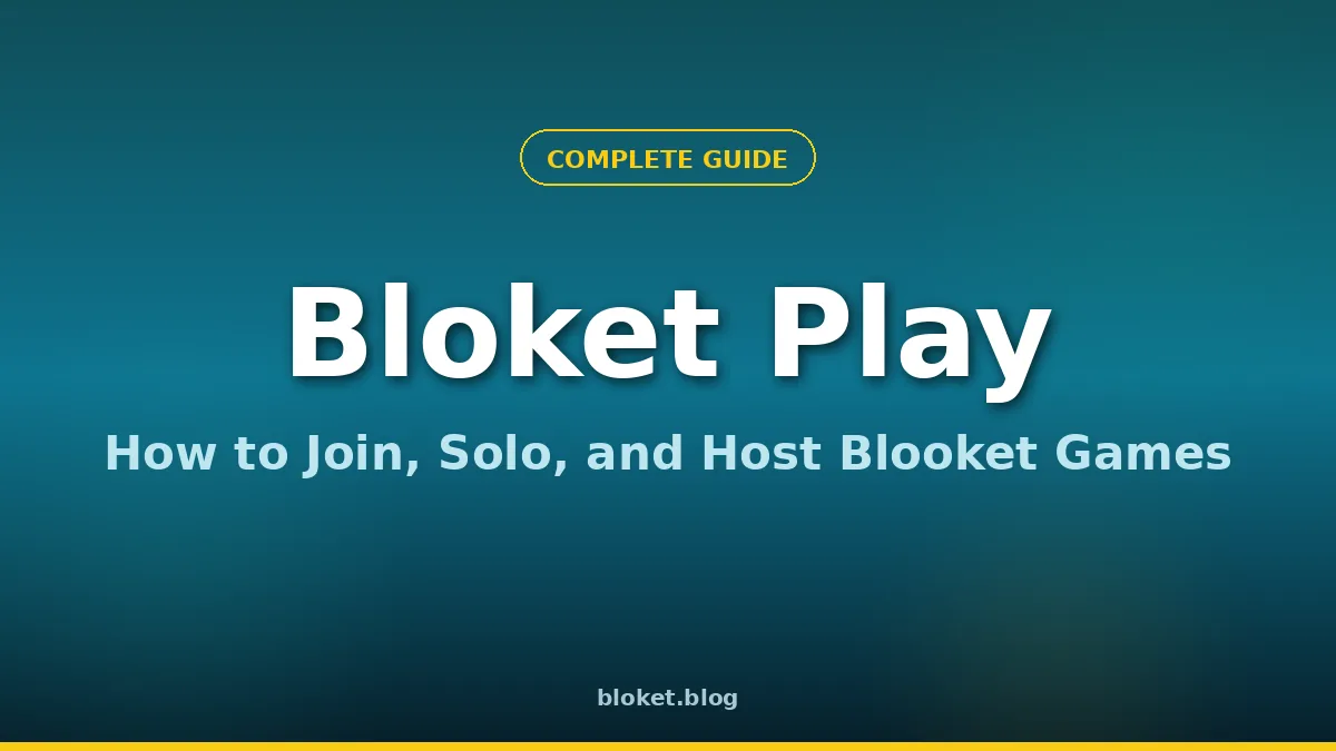 Bloket play guide cover graphic showing join, solo, and host modes on Blooket